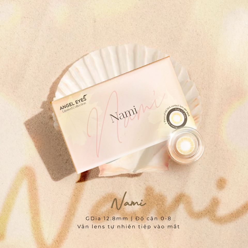 Kính áp tròng nâu mật ong Angel Eyes Nami 0-8 độ - Màu nâu tây tự nhiên đường kính 12.8mm, lý tưởng cho mắt nhỏ