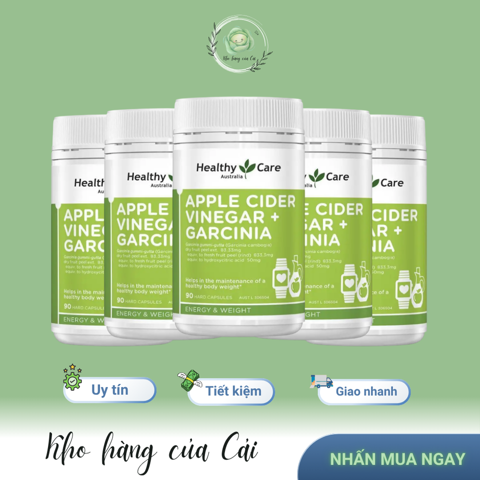 Viên Uống Healthy Care Giấm Táo + Garcinia Cambogia 90 Viên – Hỗ Trợ Giảm Cân, Thanh Lọc Cơ Thể, Tăng Cường Tiêu Hóa