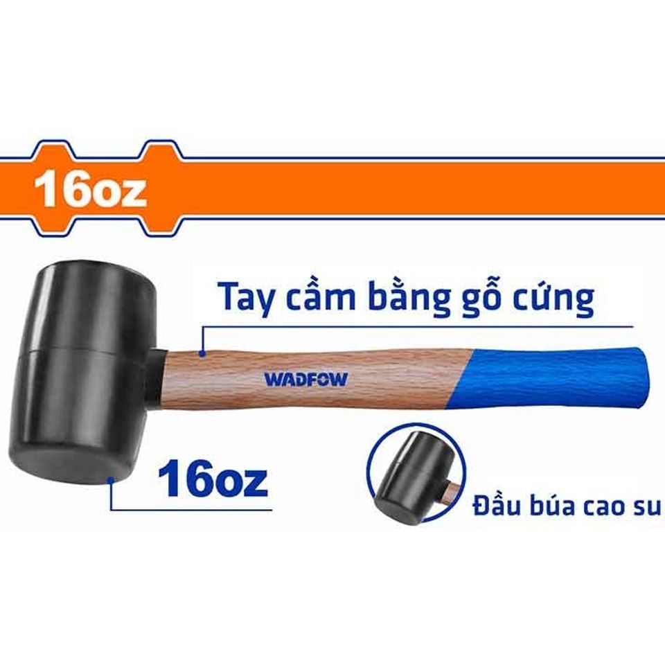 Búa Tạ Cao Su Đen 450g WMB7302 - Dụng Cụ Tiện Ích Chất Lượng Cao Với Tay Cầm Gỗ Cứng Ổn Định