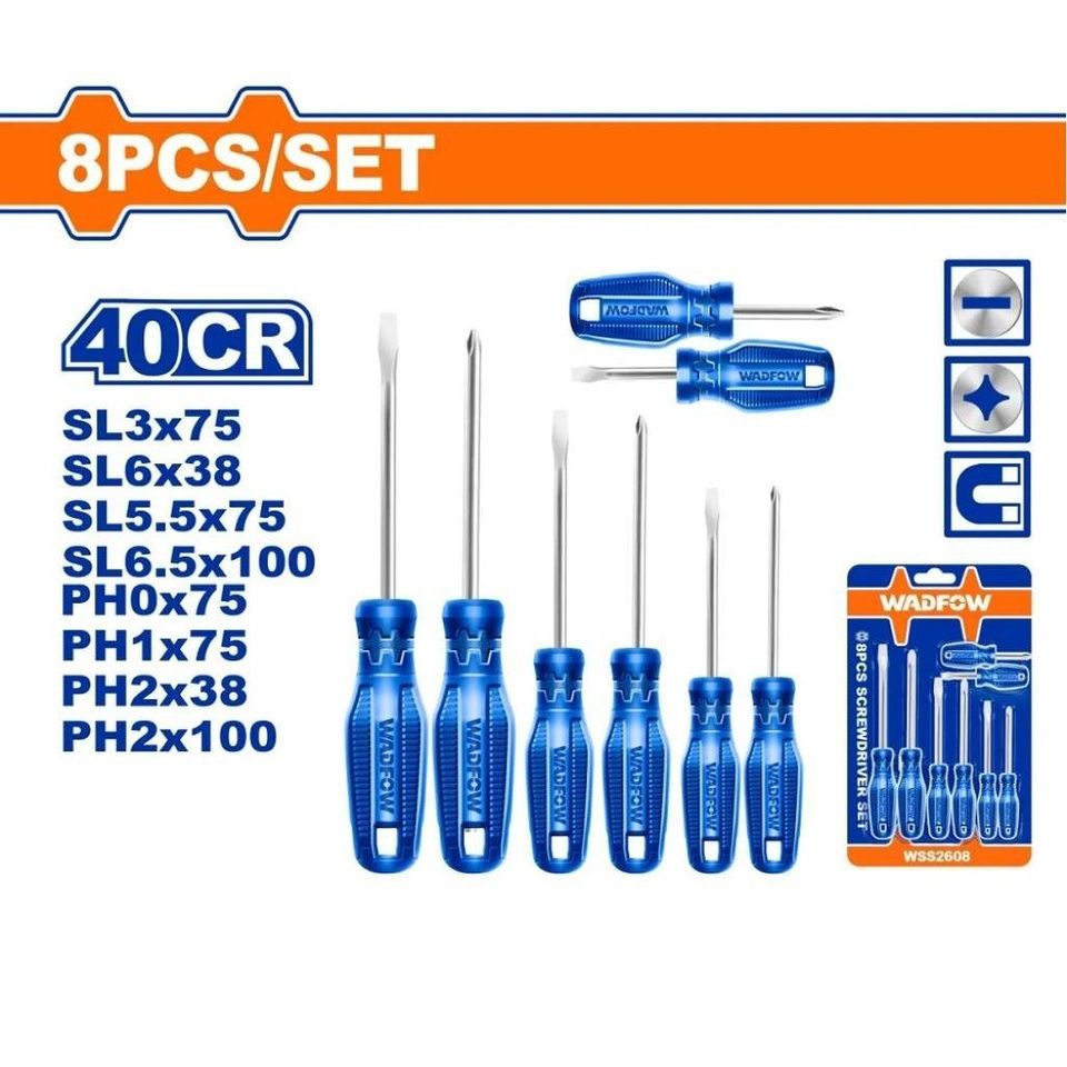 Bộ 8 Tua Vít Dẹp & Bake Wadfow - Dụng Cụ Tiện Ích Chất Lượng Cao, Xuất Xứ Trung Quốc