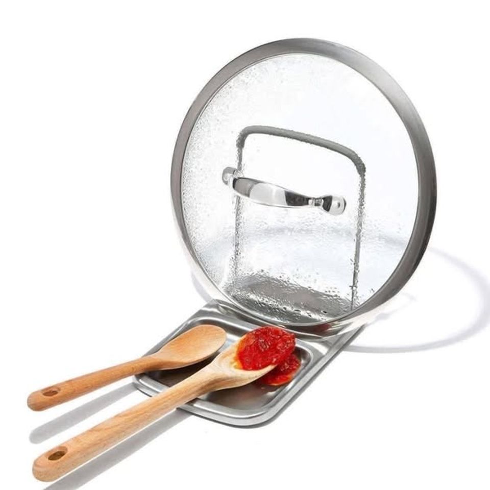 Giá Để Vung Nồi và Dụng Cụ Nấu Ăn 2 Trong 1 OXO - Thép Không Gỉ, Tiện Ích Cho Bếp Gọn Gàng, An Toàn Và Đẹp Mắt