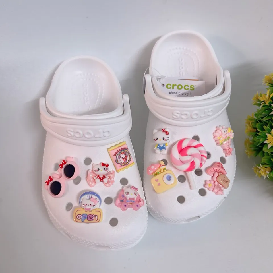 Dép Classic Trắng Mix Sticker 3D Cho Bé Gái - Tặng 12 Sticker Tùy Chọn ...