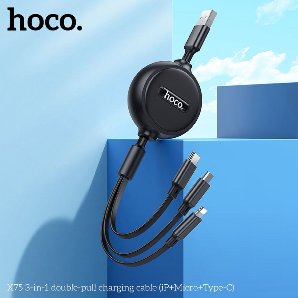 Cáp Sạc Siêu Tốc 3 Trong 1 HOCO X76/X75 - Lightning, Type-C, Micro 1M, 2A - Phụ Kiện Điện Thoại Tiện Dụng, Bền Bỉ