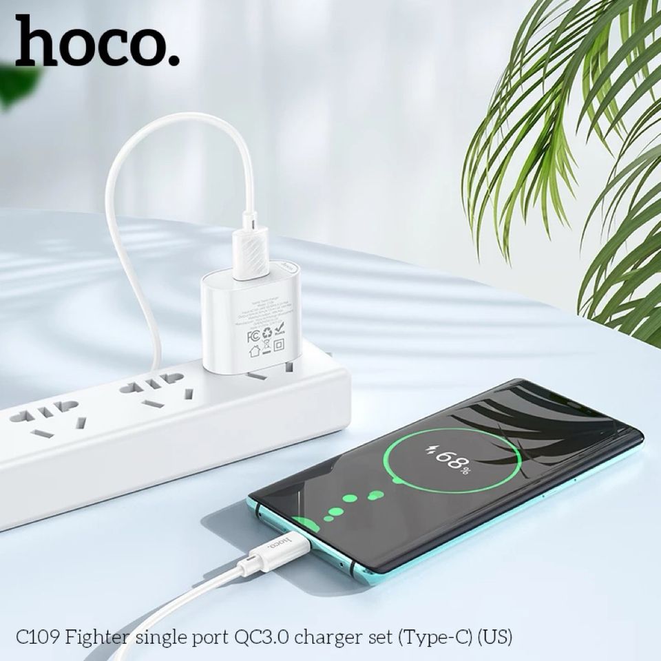 Bộ Sạc Nhanh 18W Chống Cháy HOCO C109 Fighter - Sạc QC3.0, Type-C, Dễ Dàng Mang Theo, Phụ Kiện Thông Minh Cho Điện Thoại Và Thiết Bị Điện Tử
