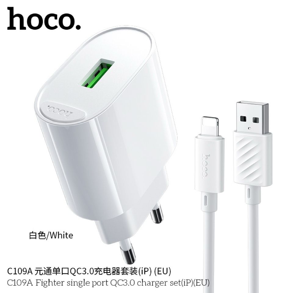 Bộ Sạc Nhanh 18W Chống Cháy HOCO C109 Fighter - Sạc QC3.0, Type-C, Dễ Dàng Mang Theo, Phụ Kiện Thông Minh Cho Điện Thoại Và Thiết Bị Điện Tử