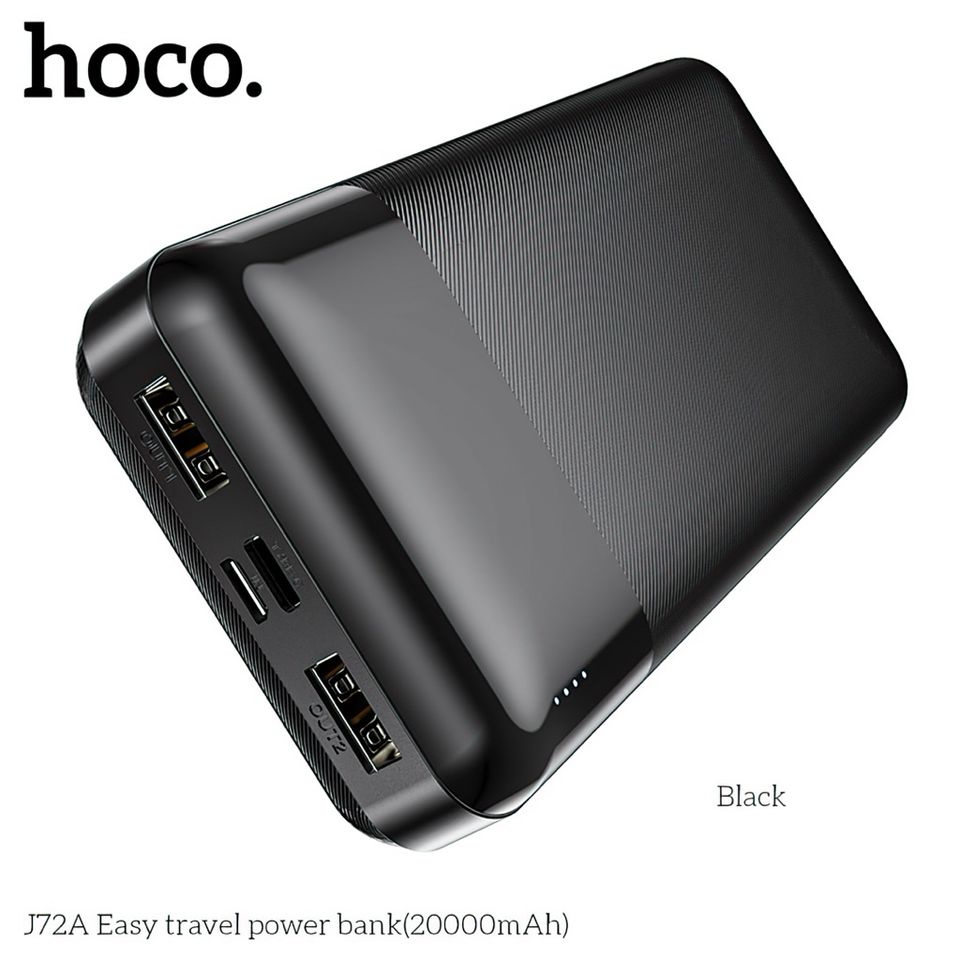 Pin Sạc Dự Phòng Hoco J72A 20000mAh - Sạc Nhanh Micro-USB/Type-C, Đầu Ra USB 2A Kép, Đèn Báo LED, Tiện Lợi Cho Smartphone và Tablet