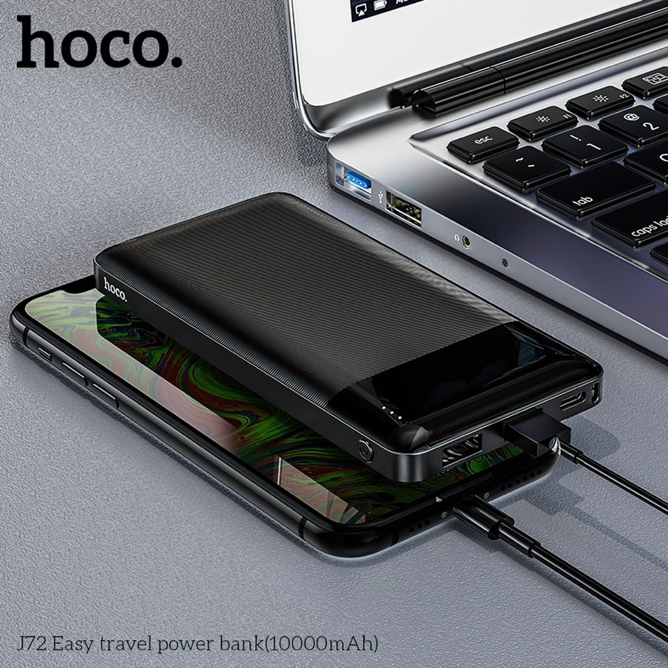 Pin Sạc Dự Phòng Hoco J72A 20000mAh - Sạc Nhanh Micro-USB/Type-C, Đầu Ra USB 2A Kép, Đèn Báo LED, Tiện Lợi Cho Smartphone và Tablet