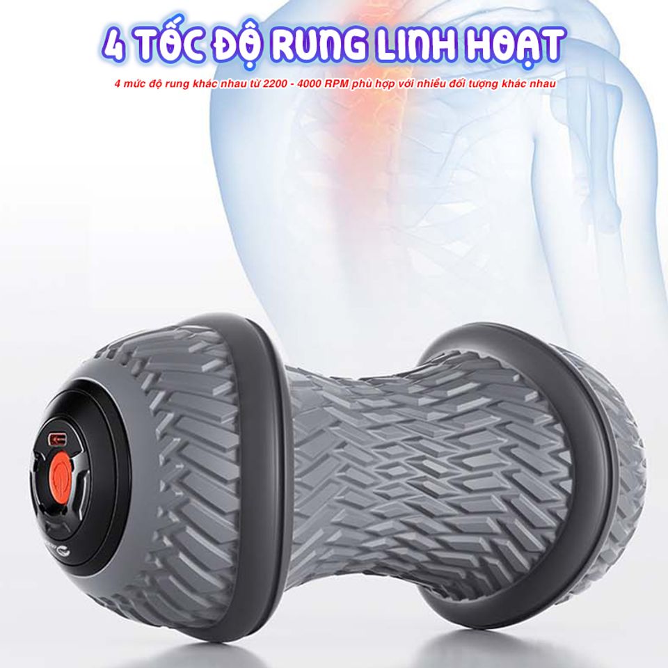 Con lăn tập giãn cơ Booster Boluojun JMQ-6855 - Thiết bị massage rung chuyên nghiệp, giảm đau nhức và thư giãn cơ thể hiệu quả