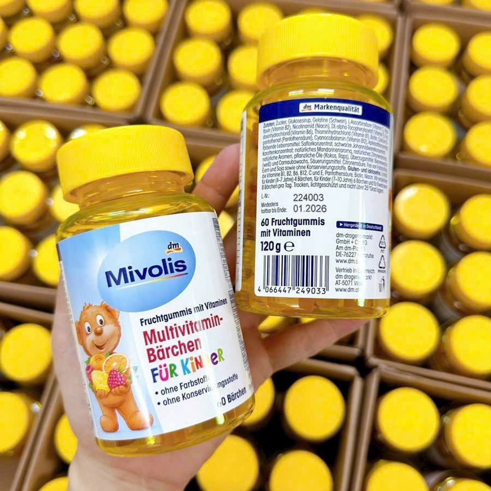Kẹo dẻo vitamin tổng hợp cho trẻ em Mivolis Đức 60 viên
