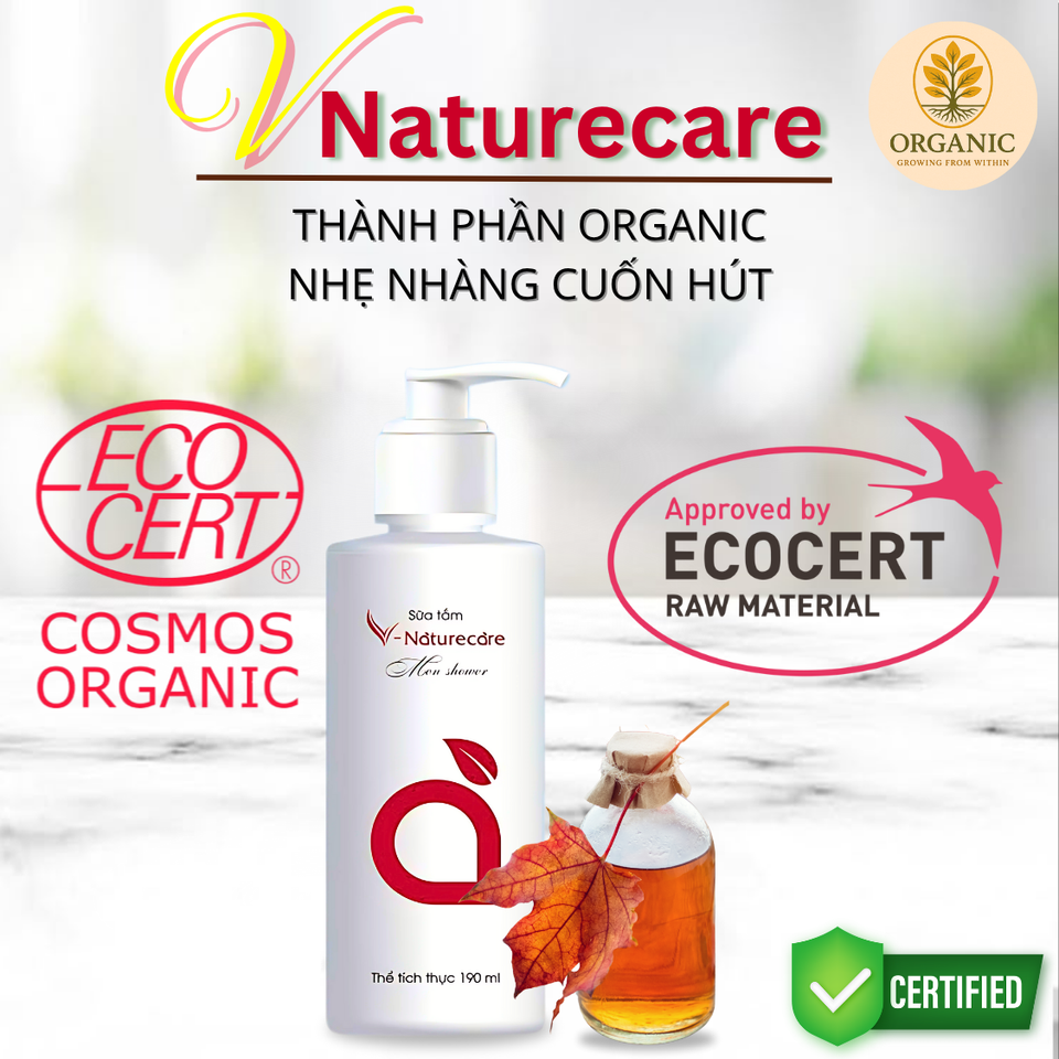 Sữa Tắm Nam Vnaturecare Organic 190mL - Làm Sạch Dịu Nhẹ, Lưu Hương Gỗ Trầm, Dưỡng Ẩm Da, Tự Tin Mỗi Ngày