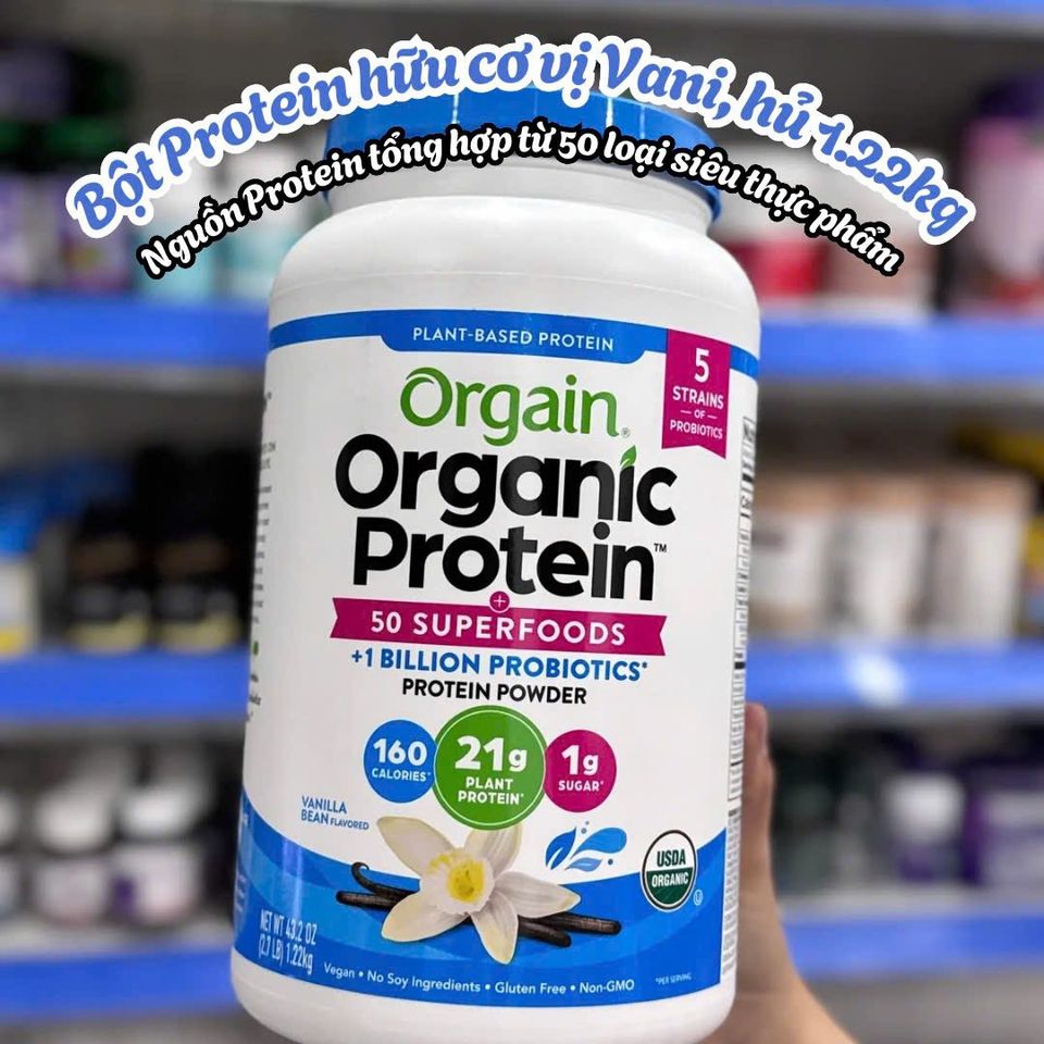 {Xả Date 12/ 2025} Bột protein hữu cơ Orgain Organic protein & Super foods 918g Hương socola