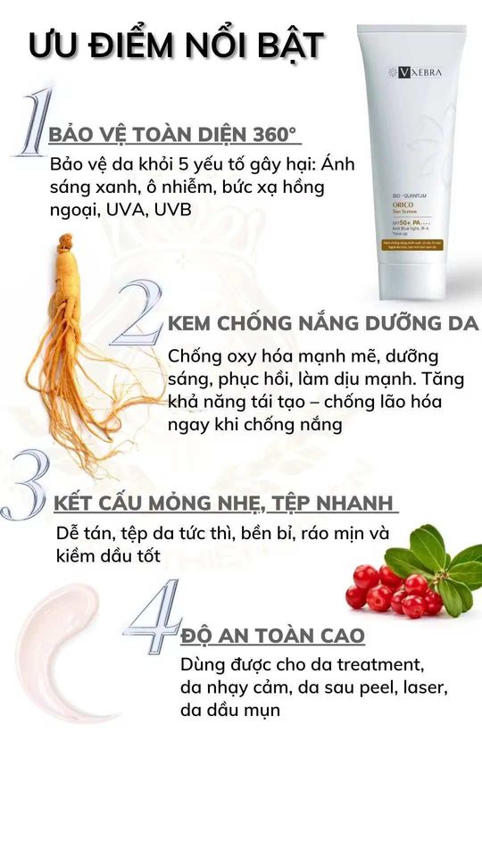 Kem Chống Nắng Vxebra 50g - Kiềm Dầu, Nâng Tone Nhẹ, Dưỡng Ẩm, Chống Nước Cho Da Mặt, An Toàn Cho Mọi Loại Da