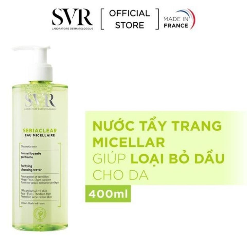 Nước tẩy trang làm sạch và giúp loại bỏ dầu SVR SEBIACLEAR Eau Micellaire 400ml