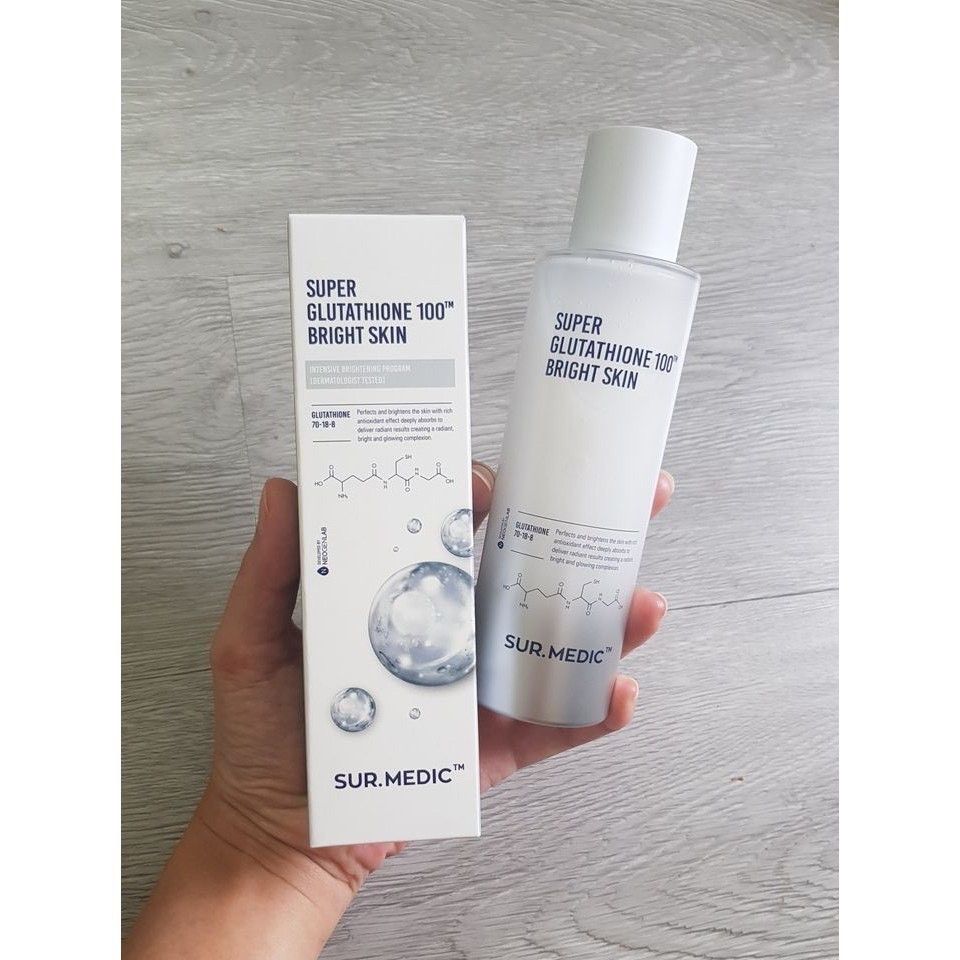 Nước Cân Bằng Giữ Ẩm Dưỡng Sáng Da SUR.MEDIC SUPER GLUTATHIONE 100 BRIGHT SKIN 145ml SUR.MEDIC+