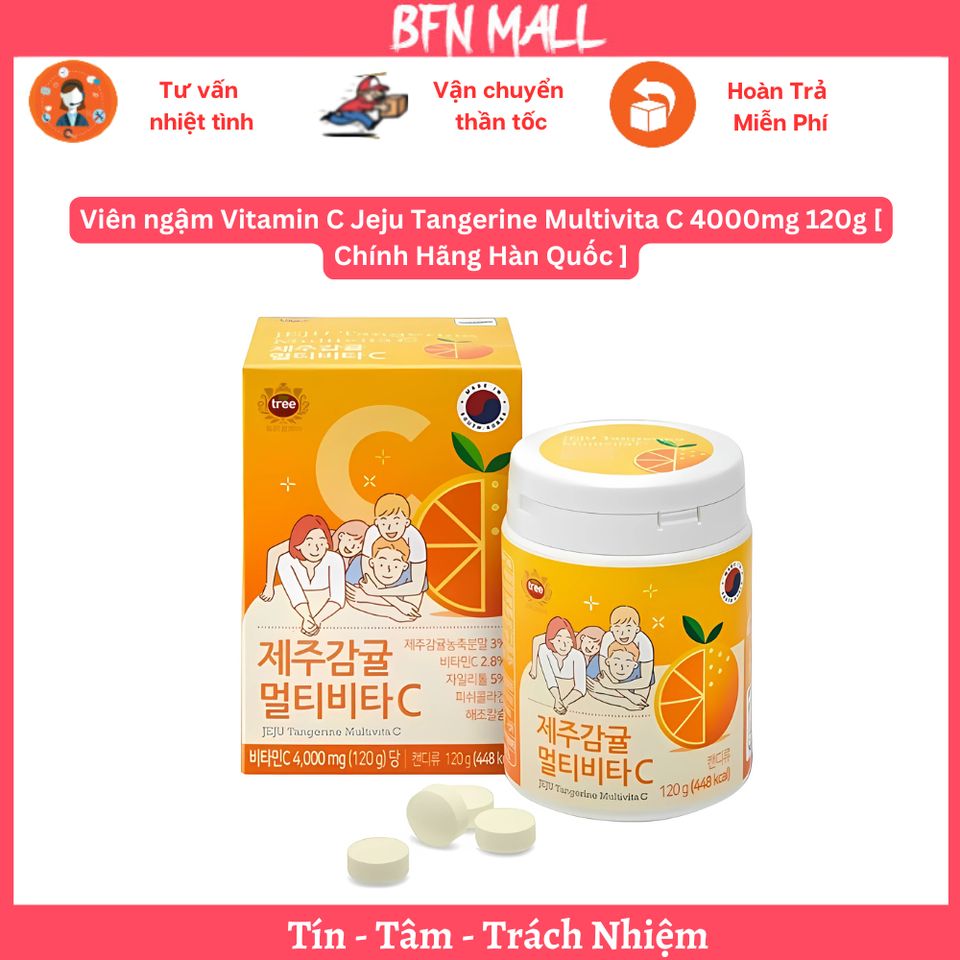 Viên ngậm Vitamin C Jeju Tangerine Multivita C 4000mg 120g [ Chính Hãng Hàn Quốc ]