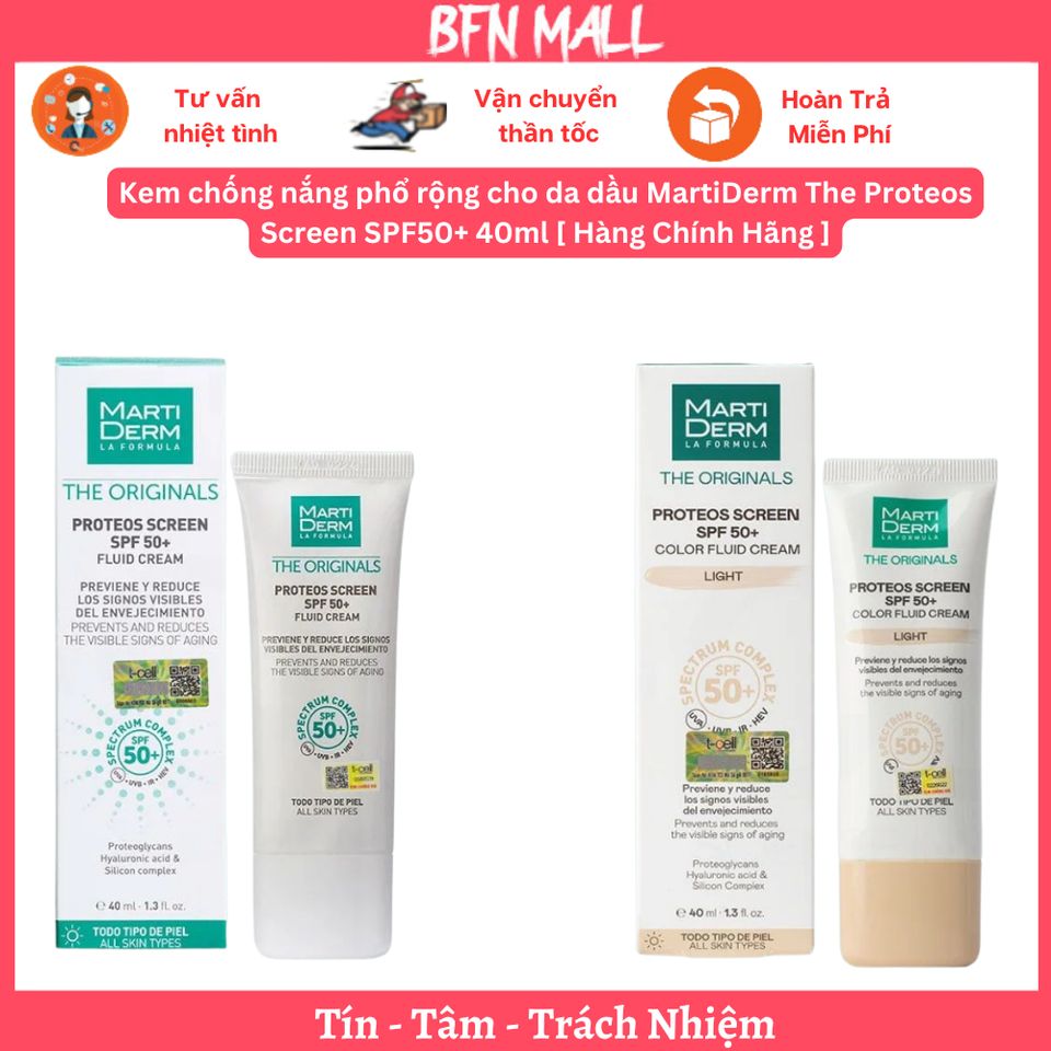 Kem chống nắng phổ rộng cho da dầu MartiDerm The Proteos Screen SPF50+ 40ml [ Hàng Chính Hãng ]