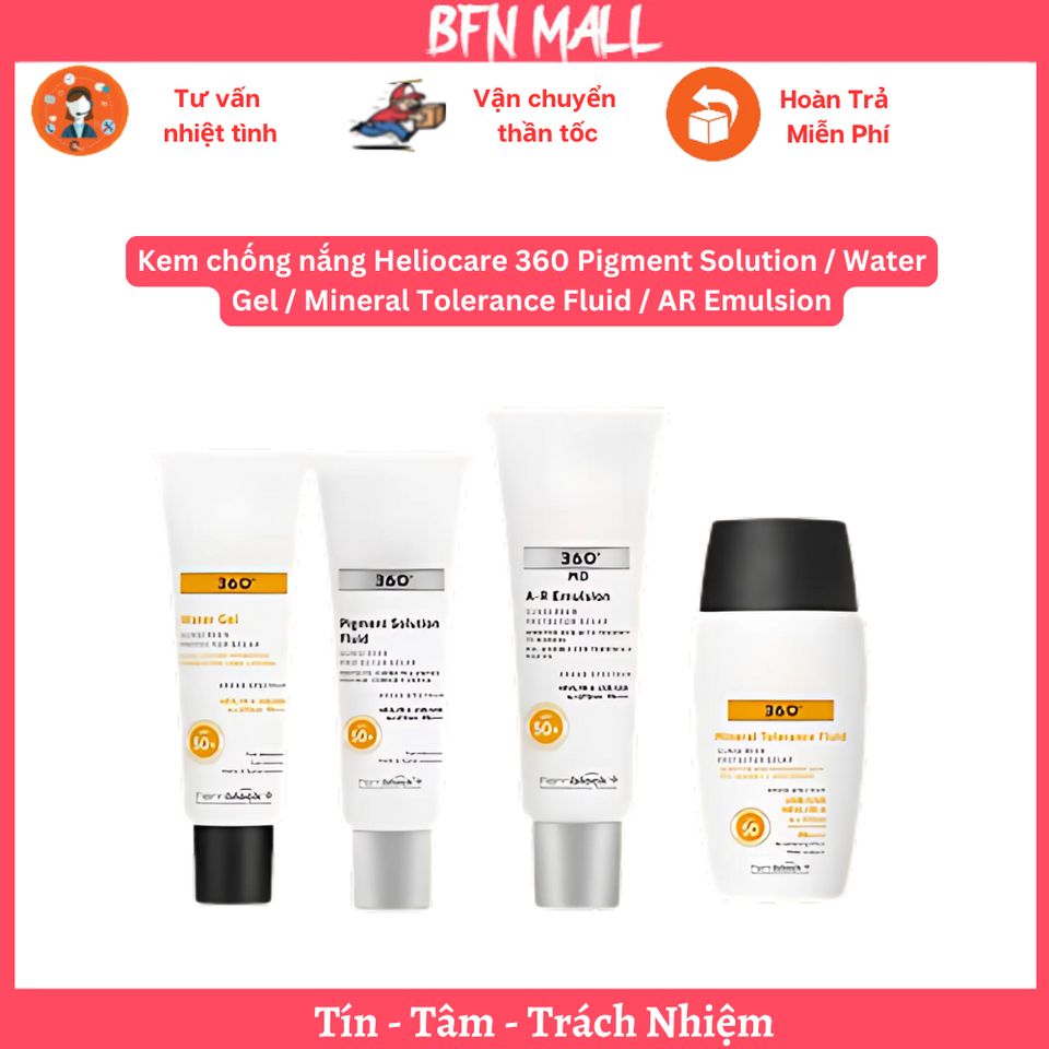 Kem chống nắng Heliocare 360 Pigment Solution / Water Gel / Mineral Tolerance Fluid / AR Emulsion