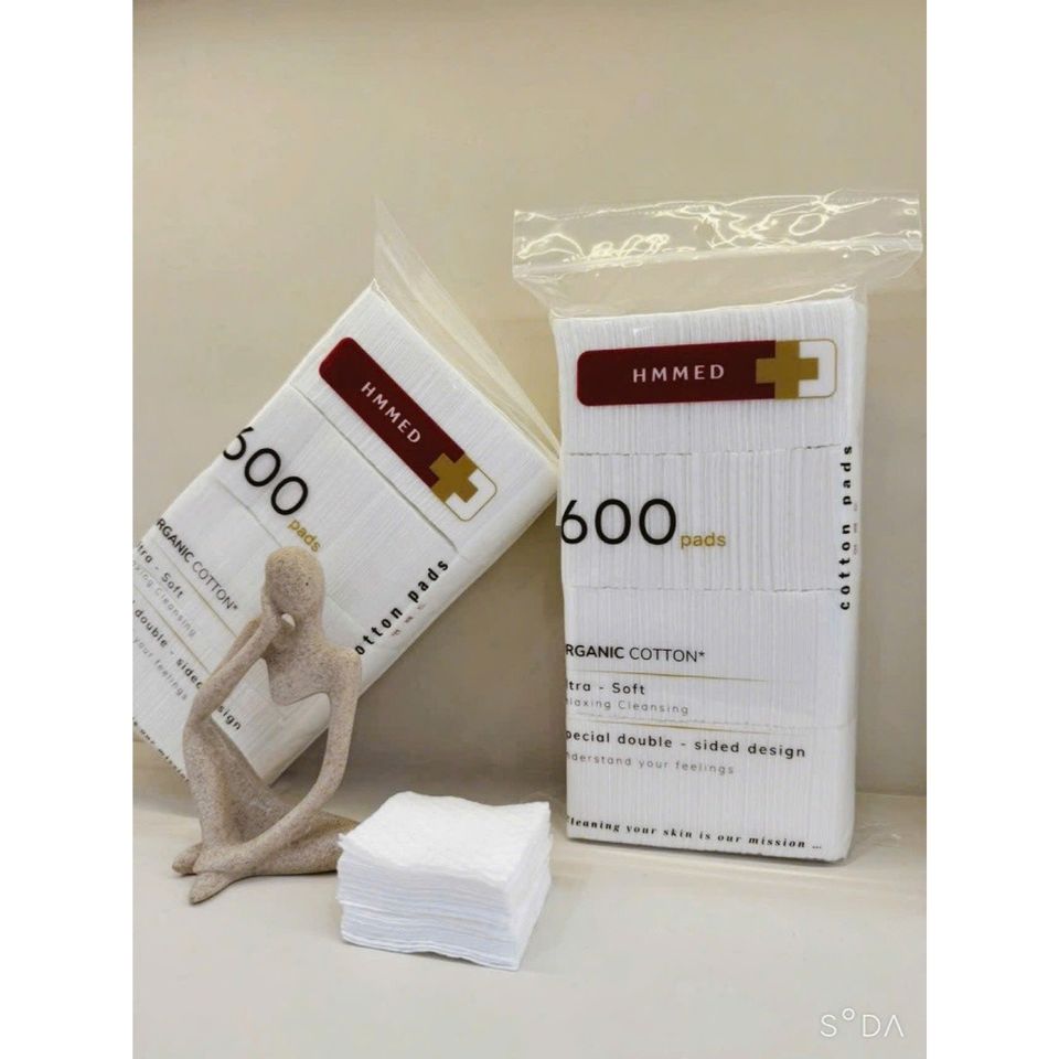 Bông Tẩy Trang Hữu Cơ HMMED 600 Miếng Mềm Mịn, Không Xơ