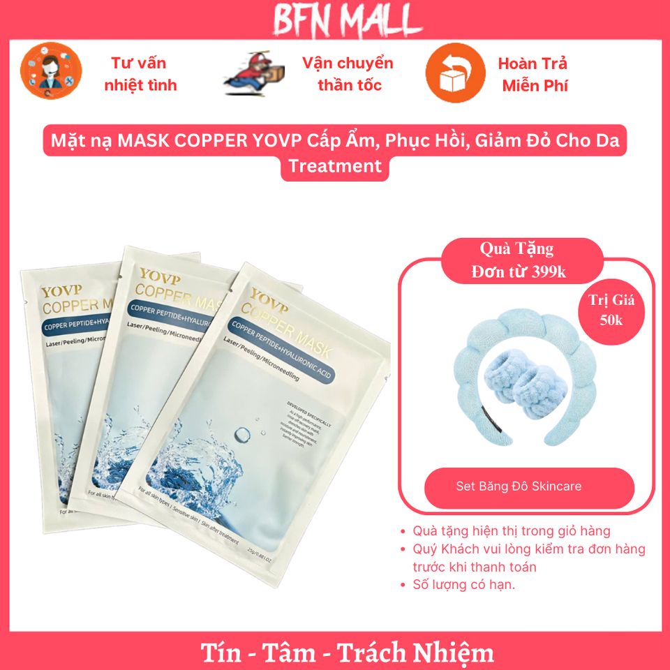 Mặt nạ MASK COPPER YOVP Cấp Ẩm, Phục Hồi, Giảm Đỏ Cho Da Treatment