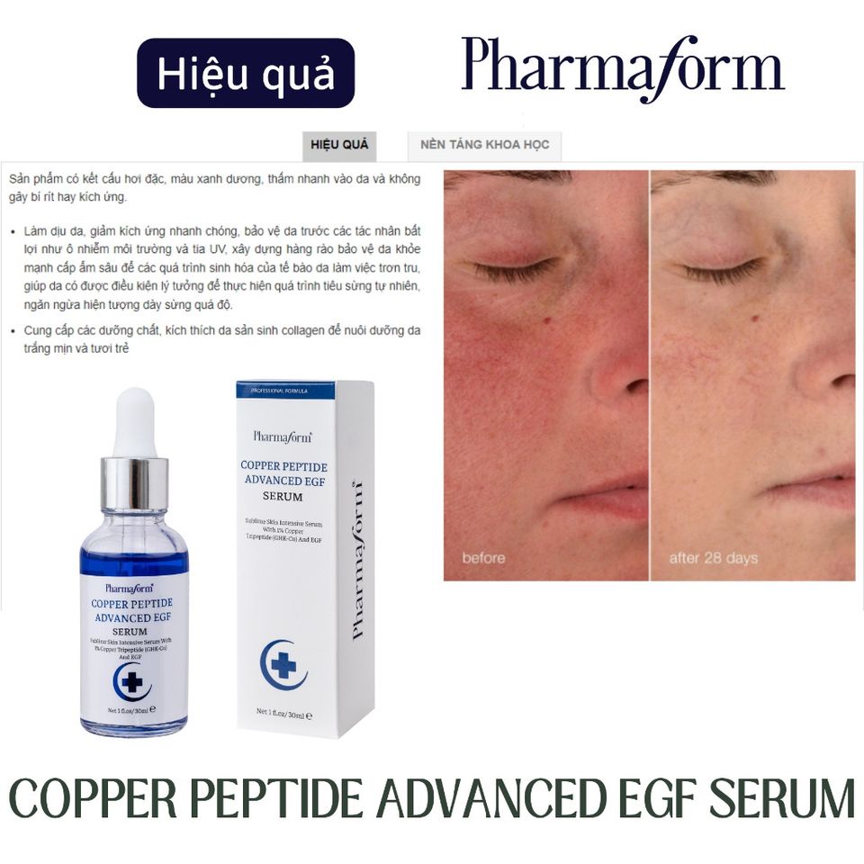 Serum Phục hồi chống lão hóa  Pharmarorm Copper Peptide Advance Serum with 1% GHK-Cu & 100ppm EGF 30 ml