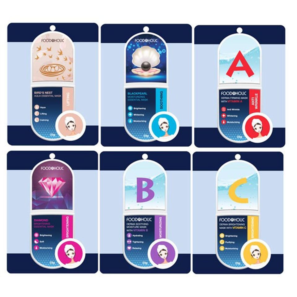 Mặt Nạ Dưỡng Da Foodaholic Bổ Sung Vitamin, Mặt Nạ Hàn Quốc Dưỡng Ẩm, Dưỡng Trắng Da Foodaholic Essential Mask 23ml