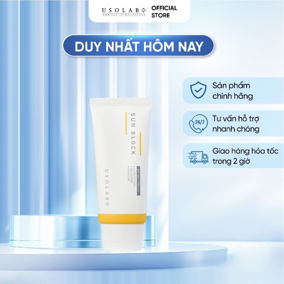 Kem chống nắng, dưỡng trắng USOLAB - SUN BLOCK SPF 50+ PA +++ 50g
