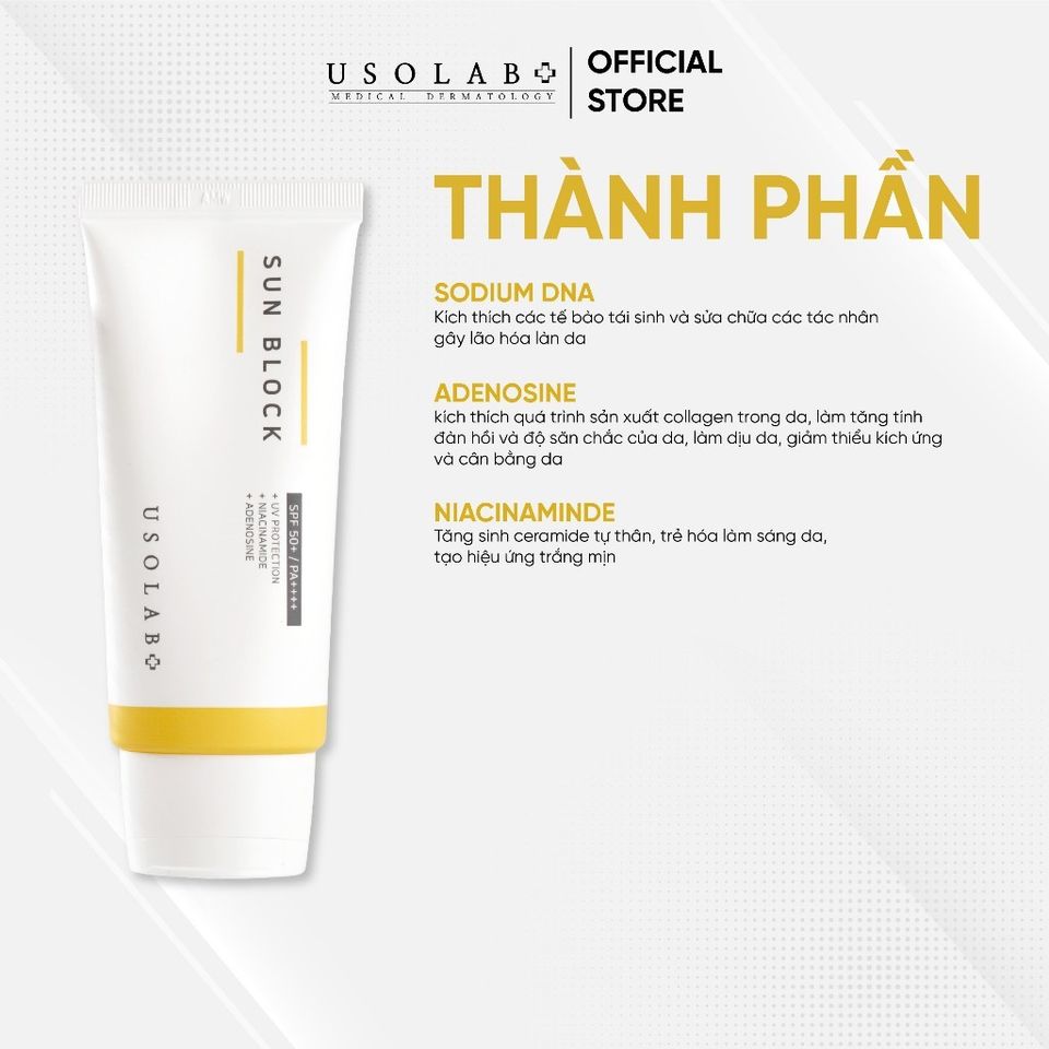 Kem chống nắng, dưỡng trắng USOLAB - SUN BLOCK SPF 50+ PA +++ 50g