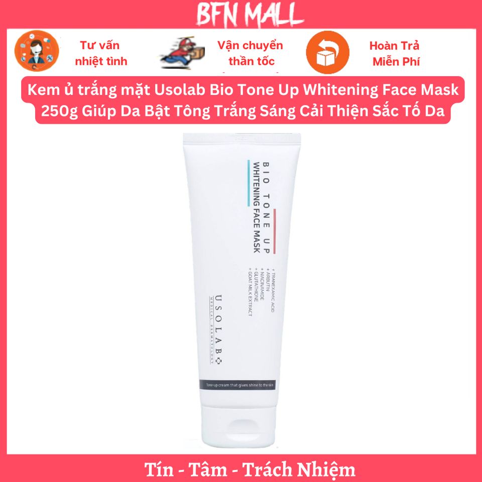 Kem ủ trắng mặt Usolab Bio Tone Up Whitening Face Mask 250g Giúp Da Bật Tông Trắng Sáng Cải Thiện Sắc Tố Da