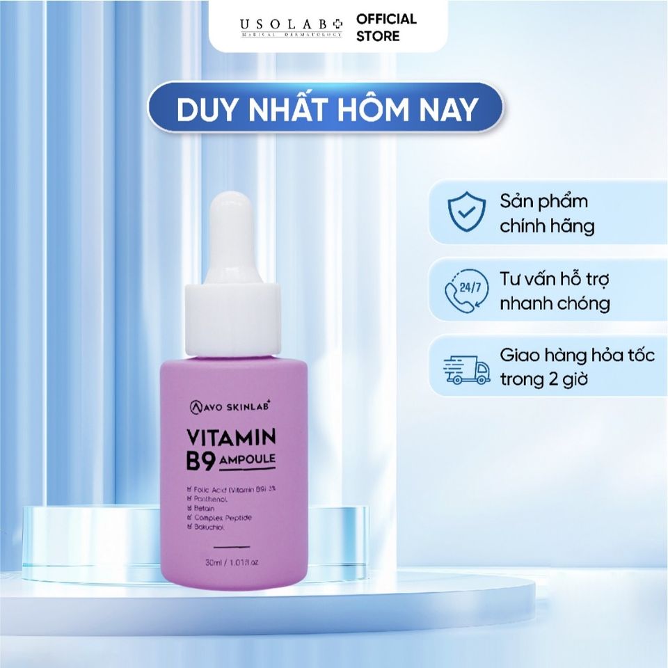 Serum B9 USOLAB AVOSKINLAB Giúp làm dịu da hỗ trợ quá trình phục hồi và cấp ẩm cho da 30ml