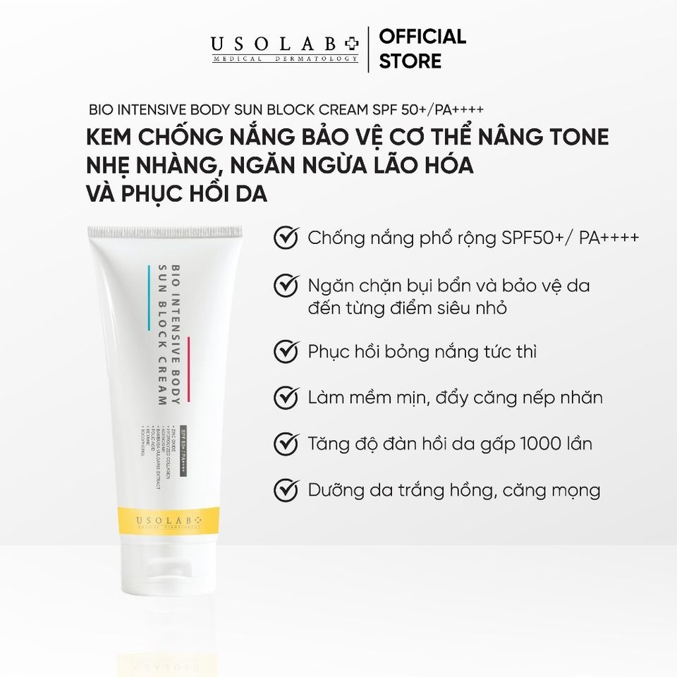 Kem chống nắng body USOLAB - Giúp nâng tone, dưỡng ẩm trắng mịn toàn thân BODY SUN BLOCK CREAM SPF50+ PA++++ 120ml