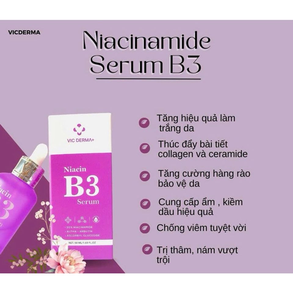 Serum B3 Vic Derma 50ml Dưỡng Sáng Đều Màu Da Thu Nhỏ Lỗ Chân Lông
