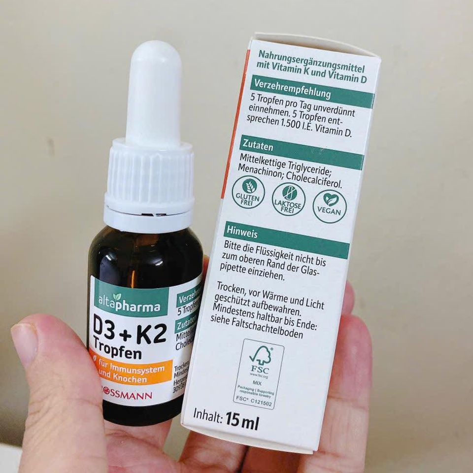 Vitamin Altapharma D3+K2 Tropfen Đức 15ml