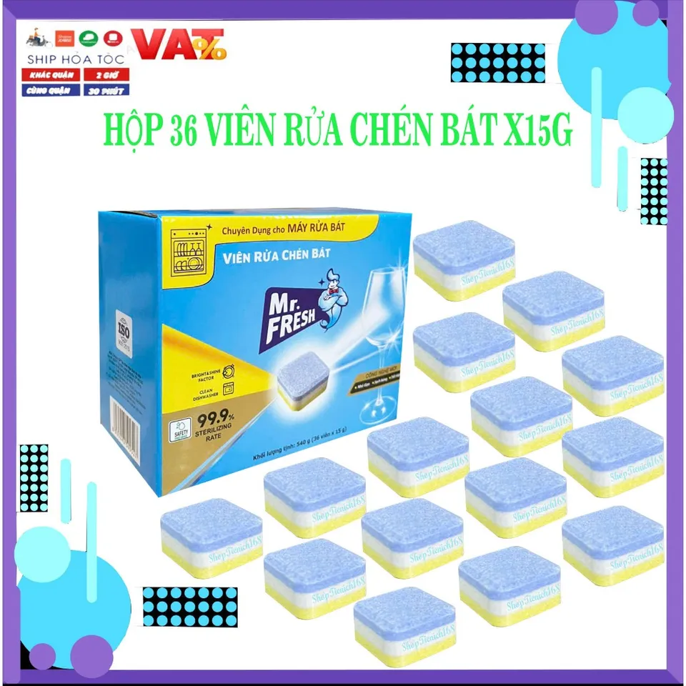 Viên Rửa Chén Bát Mr.Fresh Có Công Nghệ PureClean - Hộp 62 Viên x 15G ...