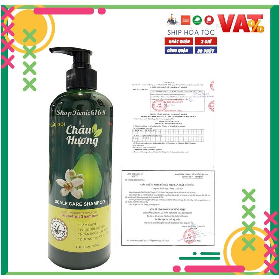 Dầu Gội Hương Bưởi Châu Hương 500ml - Phục Hồi Tóc Hư Tổn, Ngừa Gãy Rụng, Dưỡng Ẩm Cho Tóc và Da Đầu Mềm Mượt, Hương Thơm Tự Nhiên