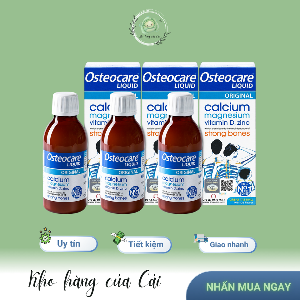 Siro Canxi Osteocare Vitabiotics 200ml - Bổ Sung Canxi Hỗ Trợ Phát Triển Chiều Cao Cho Trẻ - Vị Cam Ngon Dễ Uống