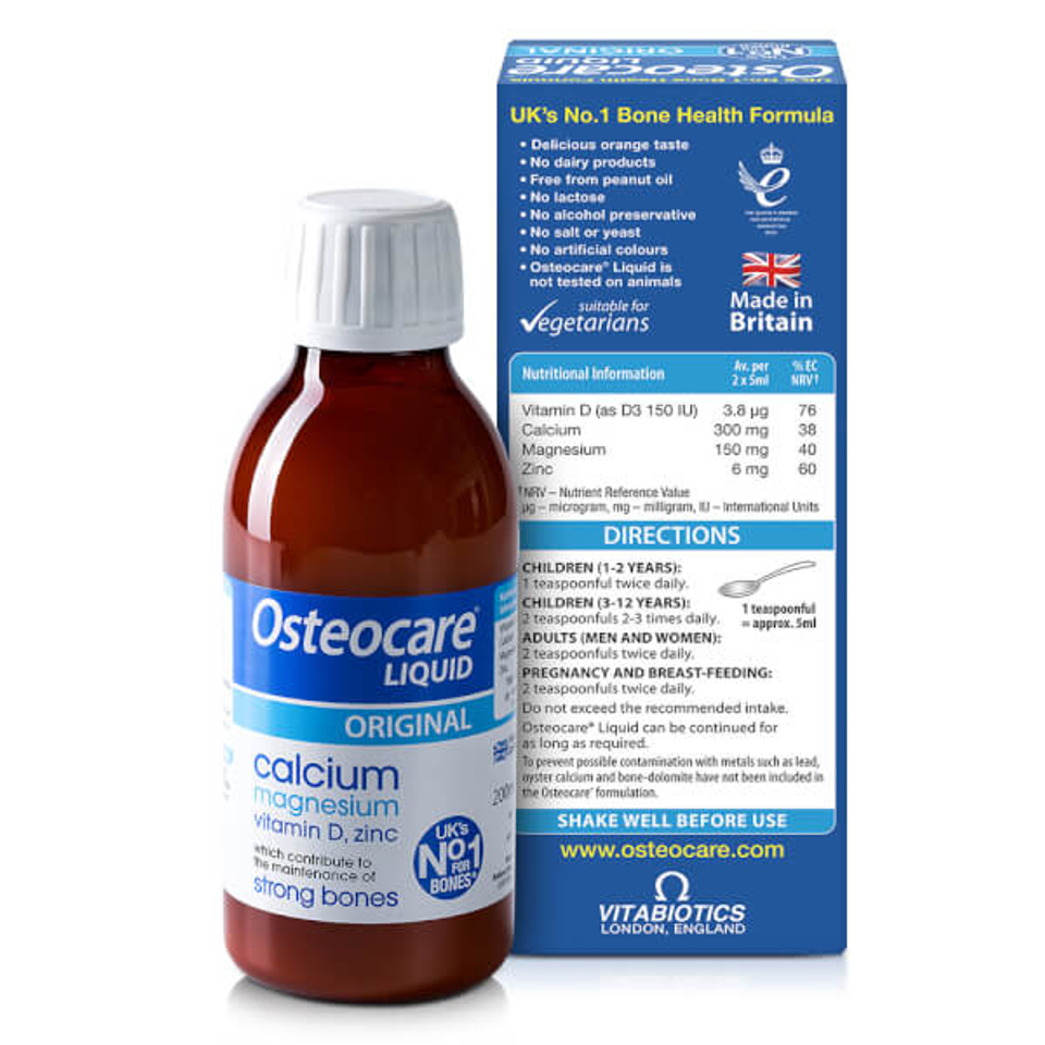 Siro Canxi Osteocare Vitabiotics 200ml - Bổ Sung Canxi Hỗ Trợ Phát Triển Chiều Cao Cho Trẻ - Vị Cam Ngon Dễ Uống