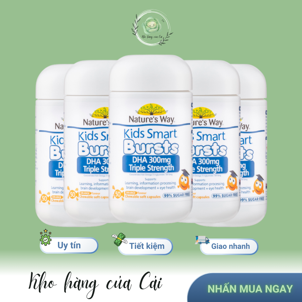 Viên Nhai DHA Nature’s Way Kids Smart 300mg - Hỗ Trợ Phát Triển Trí Não & Thị Lực Cho Bé - 50 Viên - Vị Trái Cây Ngon Miệng