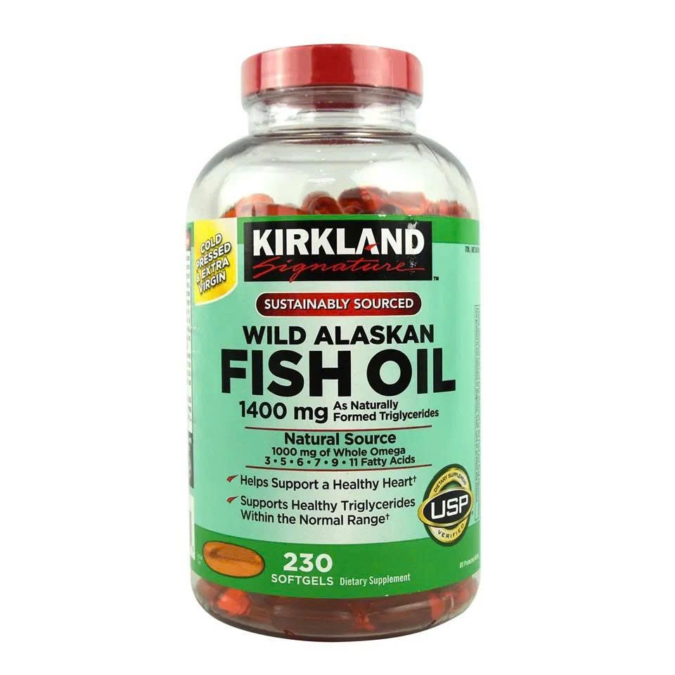 Dầu Cá Kirkland 1400mg Omega-3 Wild Alaskan Fish Oil - Bổ Sung Dinh Dưỡng, Hỗ Trợ Sức Khỏe Tim Mạch và Não Bộ