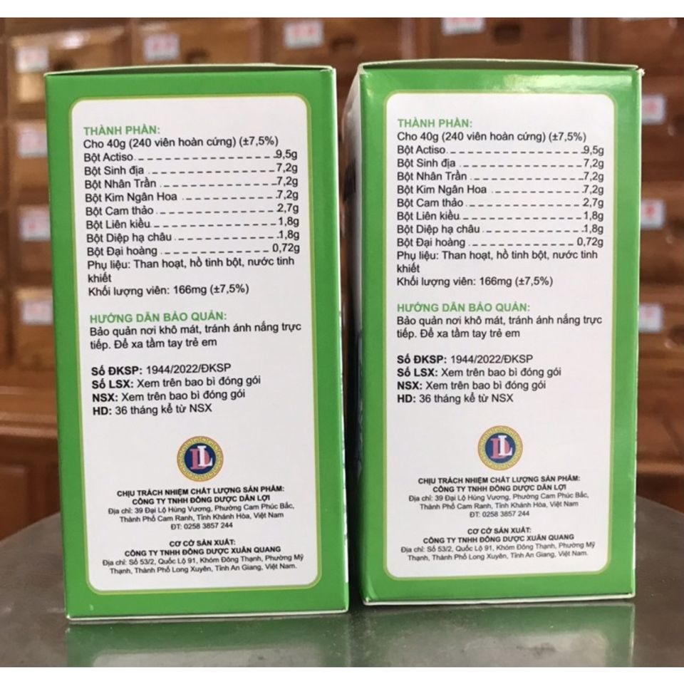 Viên uống Mát Gan Dân Lợi 240 Viên - Bổ Gan, Giải Độc, Thanh Nhiệt, Hỗ Trợ Lọc Máu Hiệu Quả, Chăm Sóc Sức Khỏe Gan