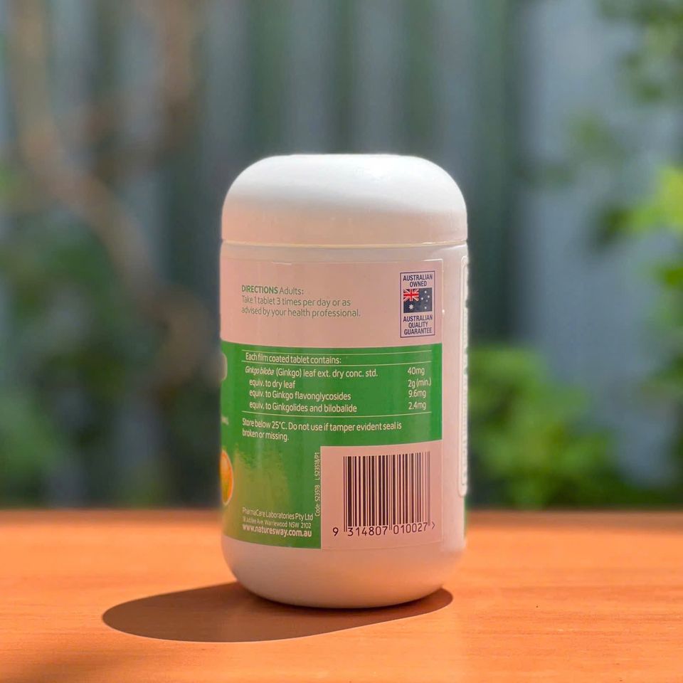 Viên Uống Bổ Não Nature's Way Ginkgo 2000 - Hỗ Trợ Tăng Cường Trí Nhớ và Chức Năng Nhận Thức (120 Viên)