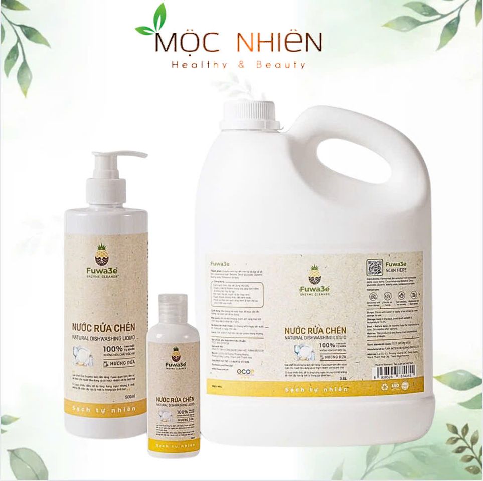 Nước Rửa Chén Fuwa3e 100ml & 500ml - Hương Dứa Dịu Nhẹ, An Toàn cho Da Nhạy Cảm, Sạch Nhanh & Tiết Kiệm Nước