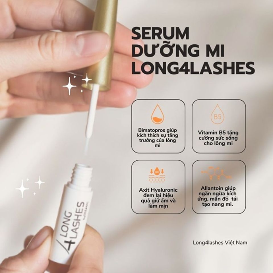 Serum Dưỡng Mi Long4Lashes 3ml - Tăng Cường Độ Dày & Dài Mi Tự Nhiên, Hỗ Trợ Chăm Sóc Lông Mi Yếu, Hiệu Quả Sử Dụng Nghệ Thuật Châu Âu