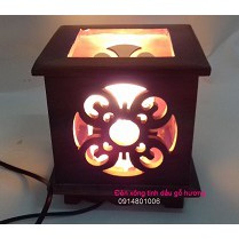 Đèn Xông Tinh Dầu Gỗ Cao Cấp 12x12x16cm, Đèn Hương Thiên Nhiên, Thích Hợp Xông Phòng Với Tinh Dầu Bưởi, Tràm