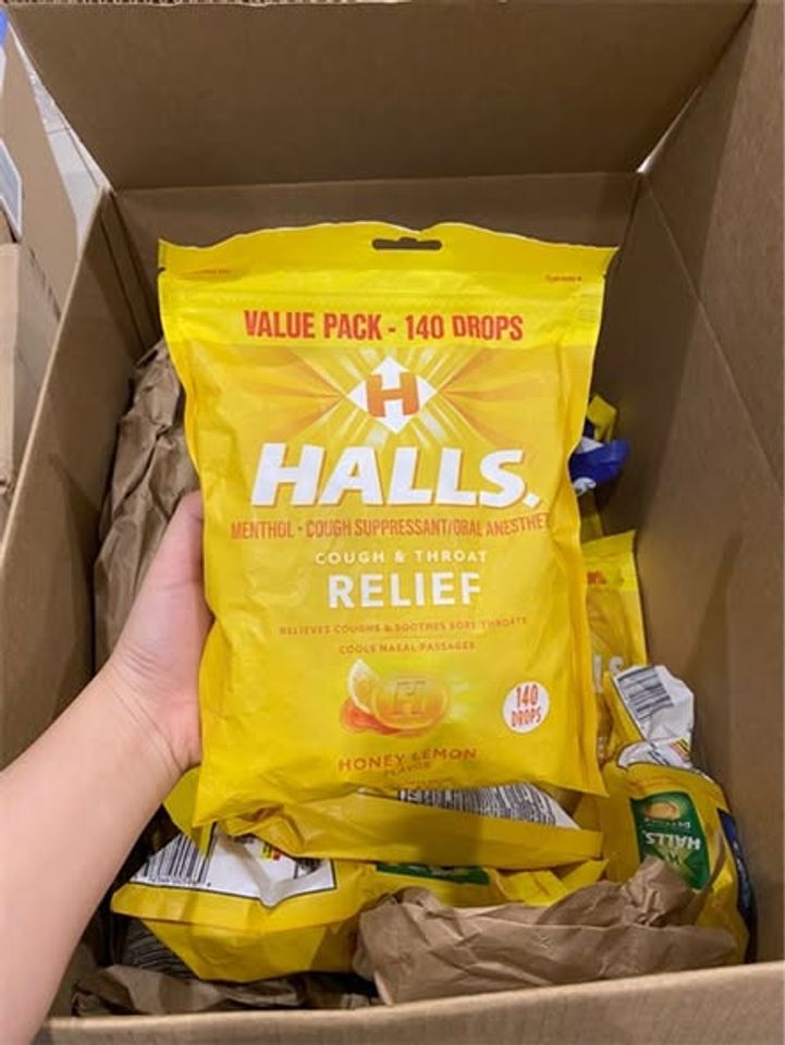 Kẹo ngậm Halls Honey Lemon Vị Mật Ong Chanh Vàng – Gói 70 Viên