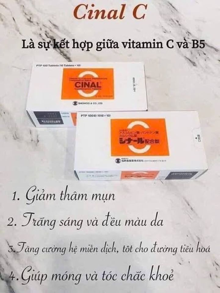 Viên uống trắng da ngừa mụn Cinal C 100 viên của Nhật Bản 369481
