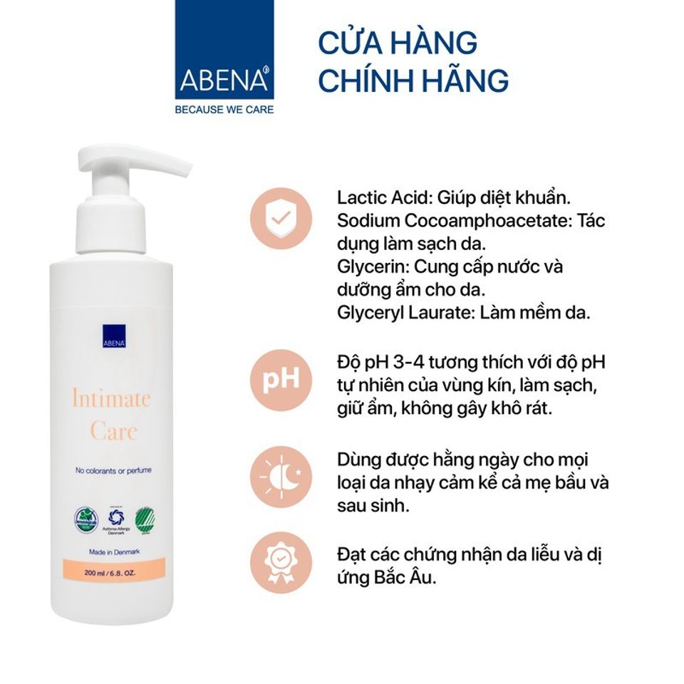 Nước Rửa Vệ Sinh Phụ Nữ Abena Intimate Care 200ml - Sản Phẩm Nhập Khẩu Đan Mạch, An Toàn Cho Da Nhạy Cảm, Sử Dụng Hằng Ngày