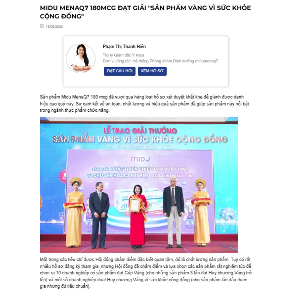 Midu MenaQ7 360mcg - Hỗ Trợ Chắc Khỏe Xương, Tăng Chiều Cao Cho Trẻ Từ 8-15 Tuổi, Bổ Sung Canxi Và Vitamin D3 Hộp 90 Viên