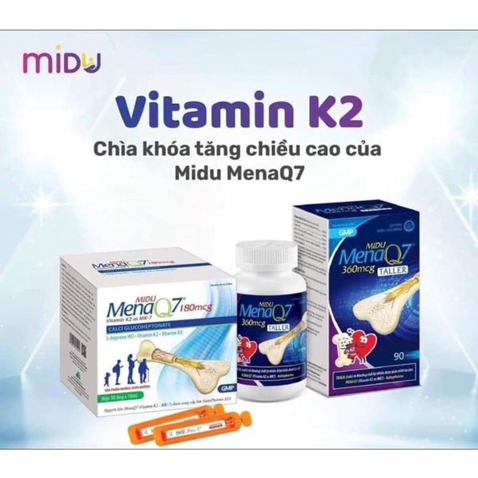 Midu MenaQ7 180mcg - Thực Phẩm Bổ Sung Phát Triển Chiều Cao Cho Trẻ Em Và Người Lớn - Giúp Xương Khỏe Mạnh, Tăng Cường Canxi