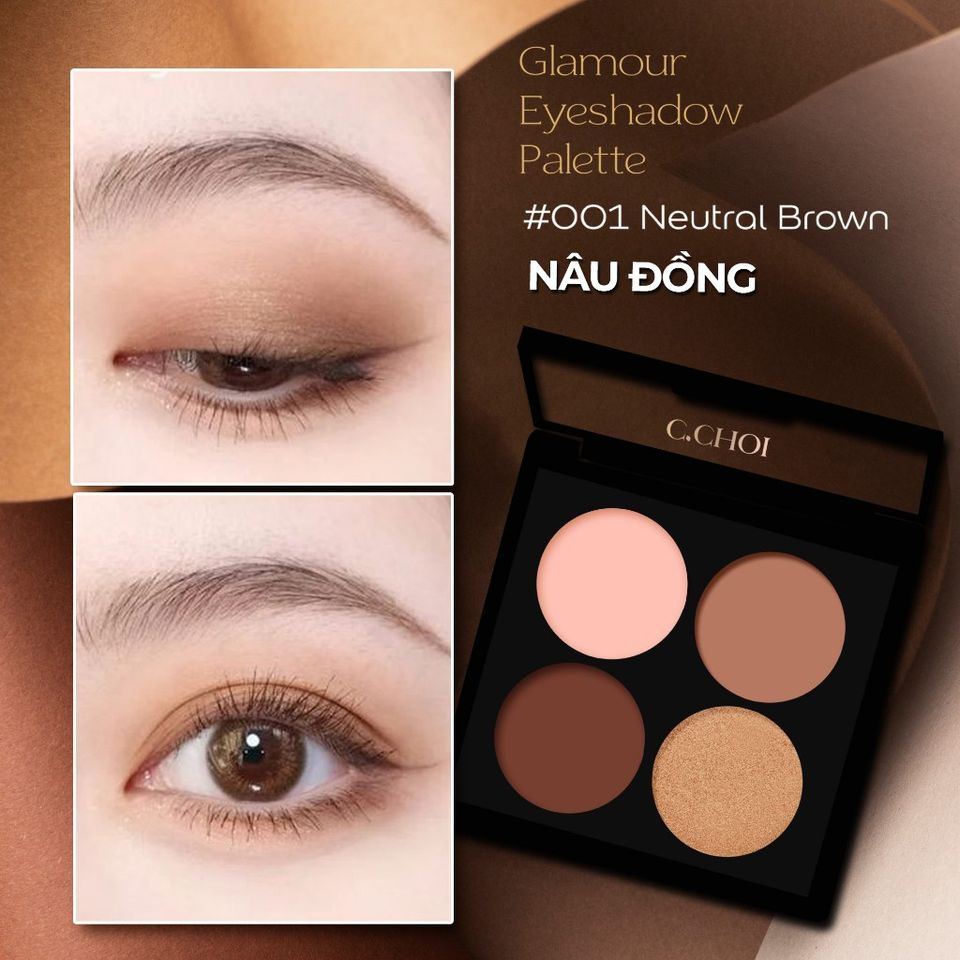 Bảng Phấn Mắt C’Choi Glamour Eyeshadow Palette - 4 Tone Dễ Tán, Tự Nhiên, An Toàn Cho Da Nhạy Cảm