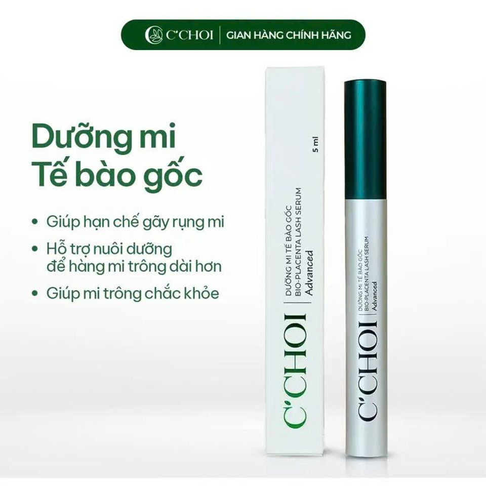 Serum Dưỡng Mi Tế Bào Gốc C’Choi - Bio Placenta Lash Serum giúp Mi Dày Khoẻ, Bóng Mượt với Peptide và Vitamin B5, E, Chăm Sóc Mi tự nhiên.